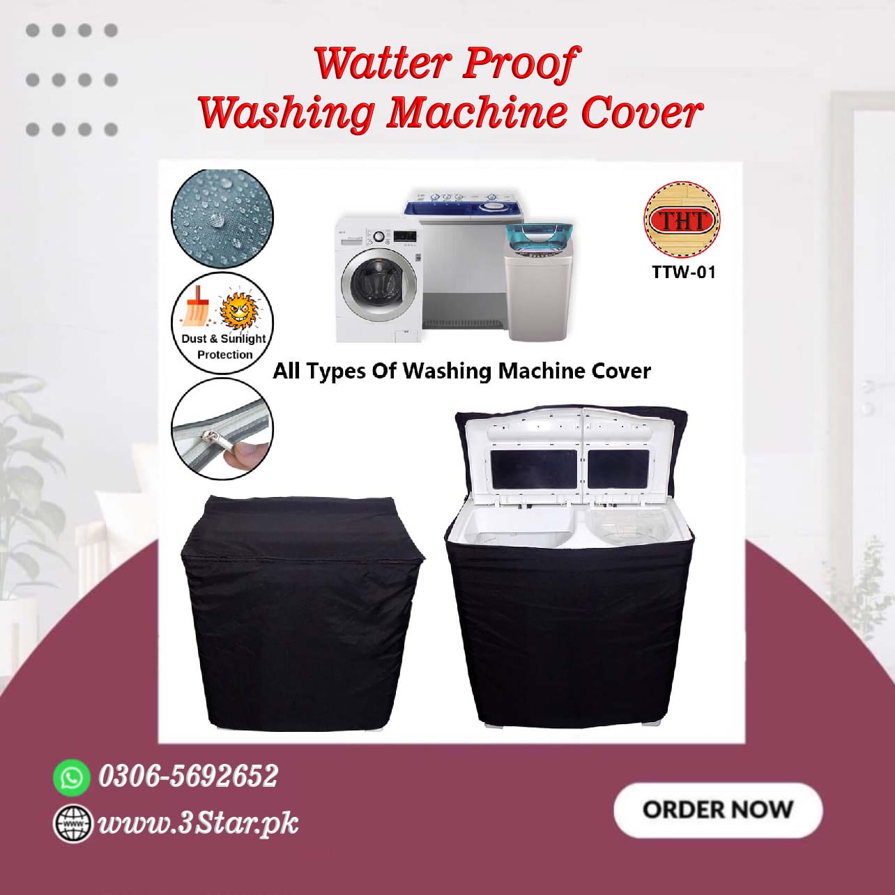 Waterproof Washing Machine Cover Twin Tub