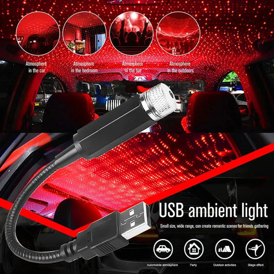 USB Car LED Star Light – Romantic Ambient Ceiling Lamp & Party Laser Accessory