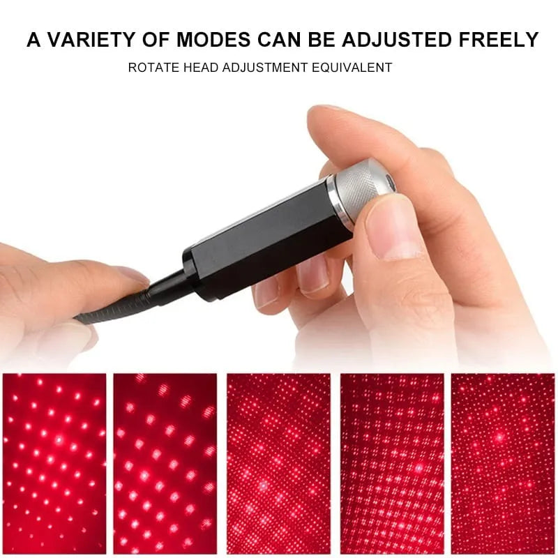 USB Car LED Star Light – Romantic Ambient Ceiling Lamp & Party Laser Accessory
